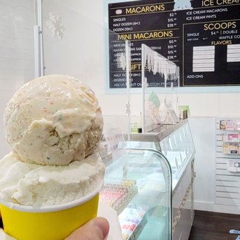 Macadons - Fruity Pebbles ice cream on top of Lychee ice cream! Who knew a combo like this can go so well together! - Macarons Near Me - Renton, Washington Macadons - Fruity Pebbles ice cream on top of Lychee ice cream! Who knew a combo like this can go so well together! - Macarons Near Me - Renton, Washington