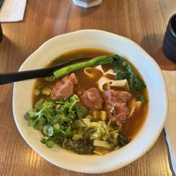Beef noodle soup with stretched noodles Beef noodle soup with stretched noodles