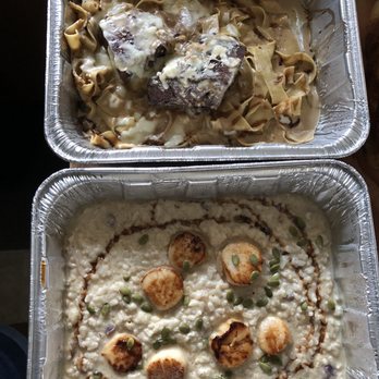 Willard Hicks - Double portions of Wh Risotto With Scallops on the bottom and pappardelle on top - #covid19 pasta and salad special - New American Near Me - Campbell, California Willard Hicks - Double portions of Wh Risotto With Scallops on the bottom and pappardelle on top - #covid19 pasta and salad special - New American Near Me - Campbell, California