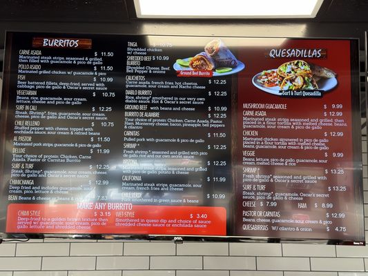 Menu photo 1 Oscar's Taco Shop Phoenix, AZ