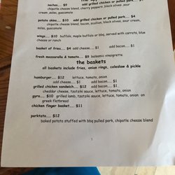The Reks - The current menu. Changing in may.