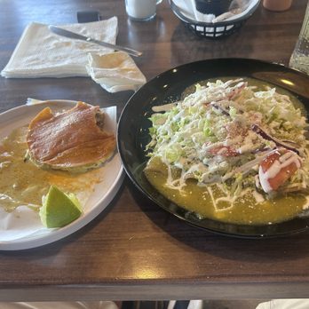Tacosteño Seafood - Mulita de Birria with lots of green salsa & Enchiladas Verdes de Pollo Delish! - Seafood Near Me - Franklin Park, Illinois