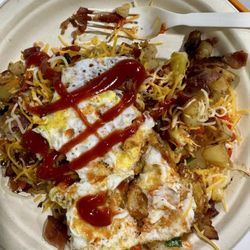 Kabomelette - Trucker hash-egg over medium