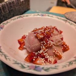 The Hummingbird - Strawberry sorbet, arare crispy rice