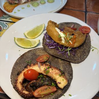 Holbox - Taco De Pulpo En Su Tinta & Baja Fish Taco - Latin American Near Me - Los Angeles, California Holbox - Taco De Pulpo En Su Tinta & Baja Fish Taco - Latin American Near Me - Los Angeles, California