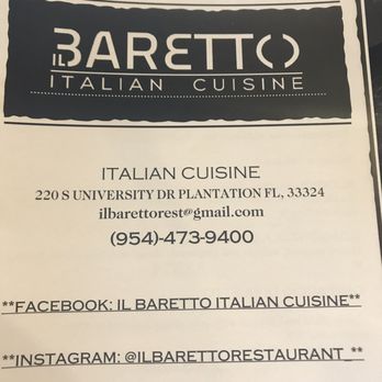 Il Baretto - Menu - Pizza Near Me - Plantation, Florida