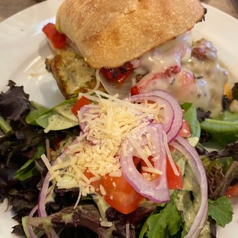 Nonni's Bistro - Chicken panini, with side salad. Delish - Modern European Near Me - Pleasanton, California