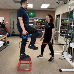 Pacer Physical Therapy - Weighted step ups with resistance band