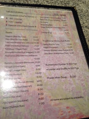 Menu photo 8 Sushi Tanaka Simi Valley, CA