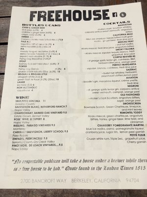 Menu photo 6 Freehouse Berkeley, CA