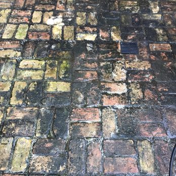 EZ Breeze Services - Dirty brick patio. (Before) - Window Washing Near Me
