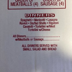Sorrento Restaurant & Pizzeria - Dinner menu