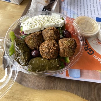 Gyro World - Horiatiki Salad with falafel. - Greek Near Me - Flushing, New York