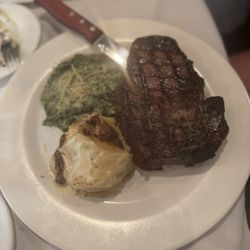 Crane's Tavern and Steakhouse - Strip, gratin, spinach