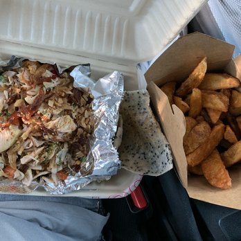 Loving Hut - Jack fruit salad and a side of seasoned fries. - Vegan Near Me - Orange, California Loving Hut - Jack fruit salad and a side of seasoned fries. - Vegan Near Me - Orange, California