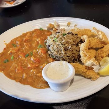 Babin's Seafood House - 1/2 and 1/2 with dirty rice - fried snapper and crawfish étouffée - Seafood Near Me - Katy, Texas Babin's Seafood House - 1/2 and 1/2 with dirty rice - fried snapper and crawfish étouffée - Seafood Near Me - Katy, Texas
