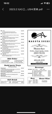 Menu photo 8 Nagoya Sushi San Jose, CA