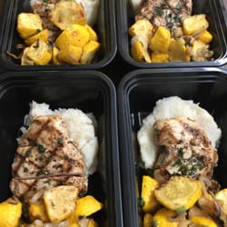 Fuel For Fit - Herb grilled Springer Farms chicken, smashed red skin potato with roasted sunburst squash and shallots. It doesn't get any better than that!