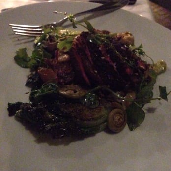 Five and Ten - Magret duck breast and leg. Artichoke, nettles, little gem lettuce, fava beans, fiddlehead ferns and miners lettuce. - New American Near Me - Athens, Georgia Five and Ten - Magret duck breast and leg. Artichoke, nettles, little gem lettuce, fava beans, fiddlehead ferns and miners lettuce. - New American Near Me - Athens, Georgia