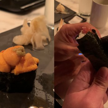 Taikun Sushi - Hokkaido Uni & His & Hers Toro Handrolls (Sea Urchin & Fatty Tuna) - Sushi Bars Near Me - New York, New York