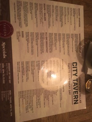 Menu photo 2 City Tavern Dallas, TX