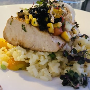 Deck. - Full-size portion of grilled fresh mahi-mahi on risotto and peas. - Hawaiian Near Me - Honolulu, Hawaii