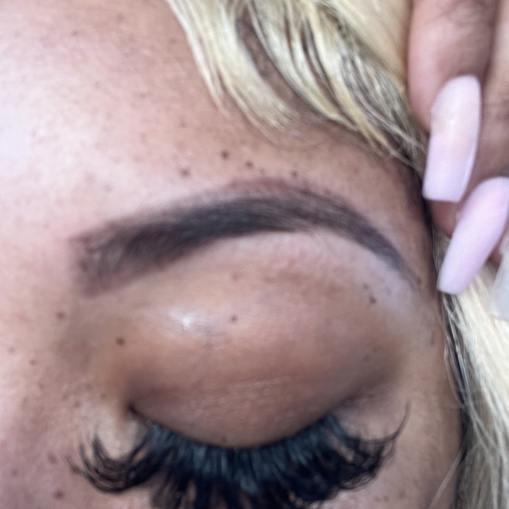 Shark Nail Bar - I've never seen anyones eye brow tint look bad and this was after I had her wipe all that clown stuff off - Nail Salons Near Me - Lithonia, Georgia Shark Nail Bar - I've never seen anyones eye brow tint look bad and this was after I had her wipe all that clown stuff off - Nail Salons Near Me - Lithonia, Georgia