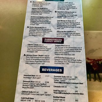 Air Margaritaville - Beverage Menu - Bars Near Me - Cancún, ROO
