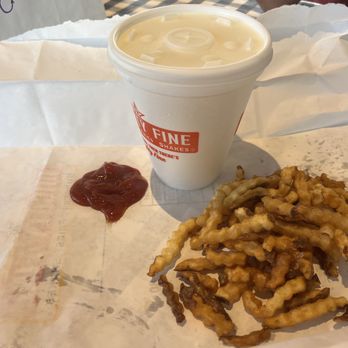 Mighty Fine Burgers University Oaks - Fries and milk - Burgers Near Me - Round Rock, Texas