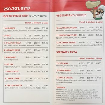 Authentic Pizza N V M - Takeout menu inside Aug 2018 (new prices) - Pizza Near Me - Duncan, British Columbia