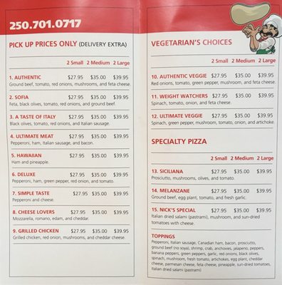 Menu photo 1 Authentic Pizza N V M Duncan, BC