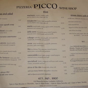 Pizzeria Picco - Menu as of 12/21/08 - Pizza Near Me - Larkspur, California Pizzeria Picco - Menu as of 12/21/08 - Pizza Near Me - Larkspur, California