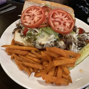 Dee Jay's BBQ Ribs & Grille - Collier - Steak sandwich with Sweet Potato fries . . . - Barbeque Near Me - Bridgeville, Pennsylvania