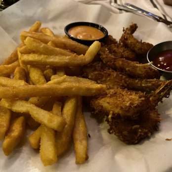 The Tavern - Coconut shrimp with fries and aioli sauce. - Breakfast & Brunch Near Me - Miami Beach, Florida The Tavern - Coconut shrimp with fries and aioli sauce. - Breakfast & Brunch Near Me - Miami Beach, Florida
