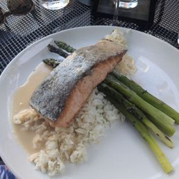 Salmon entree with salmon and rice