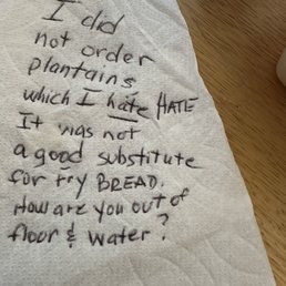 The napkin, which they did not provide, is tacky. Just like this first and last experience. The napkin, which they did not provide, is tacky. Just like this first and last experience.