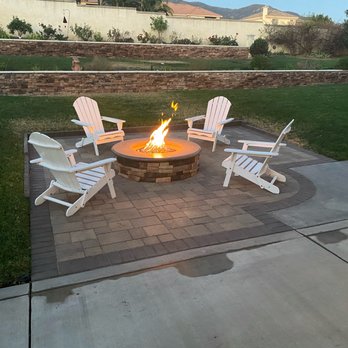 Rafael's Landscape - Custom Natural gas fire pit with pavers. - Landscaping Near Me - Rialto, California