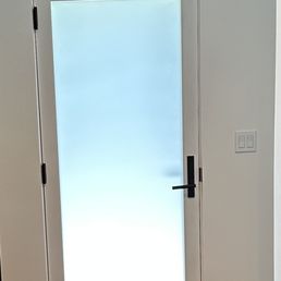 Interior shot of filmed door. Interior shot of filmed door.