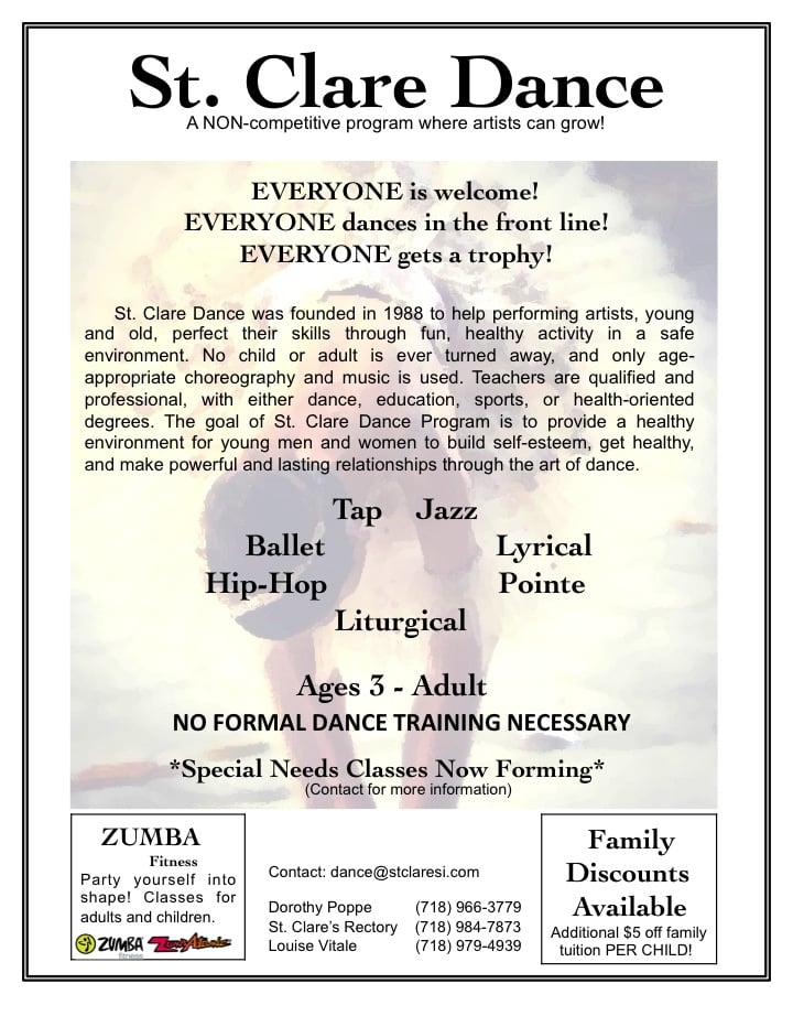 ST. CLARE DANCE PROGRAM 110 Nelson Ave, Staten Island, New York