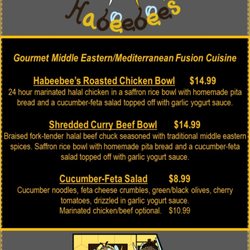 The Habeebee's - Menu