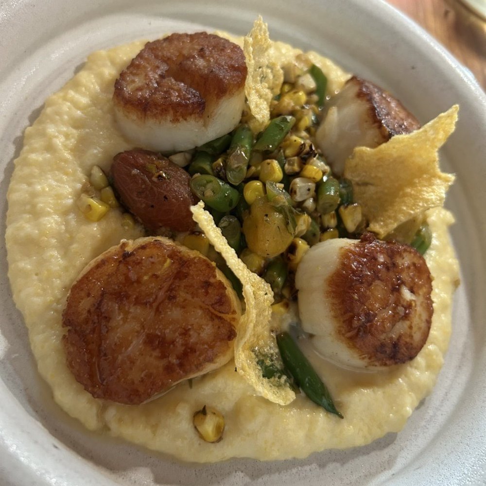 Mei - Scallops w/ corn, tomato, & polenta - Asian Fusion Near Me - St. Petersburg, Florida Mei - Scallops w/ corn, tomato, & polenta - Asian Fusion Near Me - St. Petersburg, Florida
