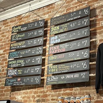 Tightknit Brewing Co - Drink menu on wall. - Breweries Near Me - Evans, Colorado
