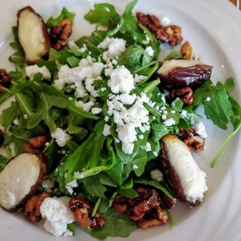 The Red Fox Inn - Goat Cheese Crusted Date Salad arugula, dates crusted with goat cheese, candied walnuts, honey balsamic vinaigrette - Very good, loved it! - Hotels Near Me - Middleburg, Virginia The Red Fox Inn - Goat Cheese Crusted Date Salad arugula, dates crusted with goat cheese, candied walnuts, honey balsamic vinaigrette - Very good, loved it! - Hotels Near Me - Middleburg, Virginia
