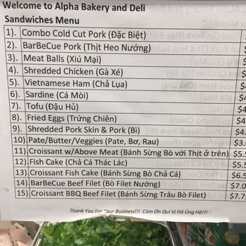 Alpha Bakery & Deli - Menu (September 2021) - Bakeries Near Me - Houston, Texas