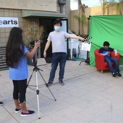 Venice Arts - Students filming for their group project using a green screen