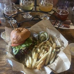 Incline burger home pickles and flight
