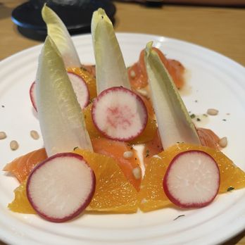 Tendon Kohaku - Salmon carpaccio - Japanese Near Me - Bellevue, Washington Tendon Kohaku - Salmon carpaccio - Japanese Near Me - Bellevue, Washington