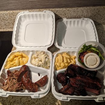 Wright's Barbecue - Two Meat platters - pork, sausage, ribs, and burnt ends - Southern Near Me - Johnson, Arkansas Wright's Barbecue - Two Meat platters - pork, sausage, ribs, and burnt ends - Southern Near Me - Johnson, Arkansas