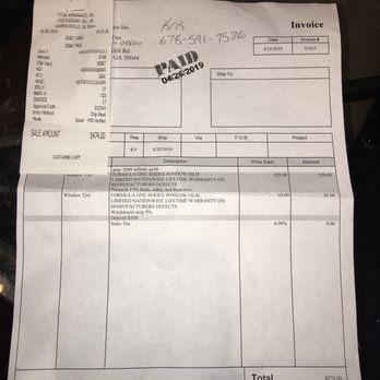 Total Appearance - Date : 04/26/2019 Invoice # 61627 Total: 574.00 - Car Stereo Installation Near Me - Lawrenceville, Georgia Total Appearance - Date : 04/26/2019 Invoice # 61627 Total: 574.00 - Car Stereo Installation Near Me - Lawrenceville, Georgia