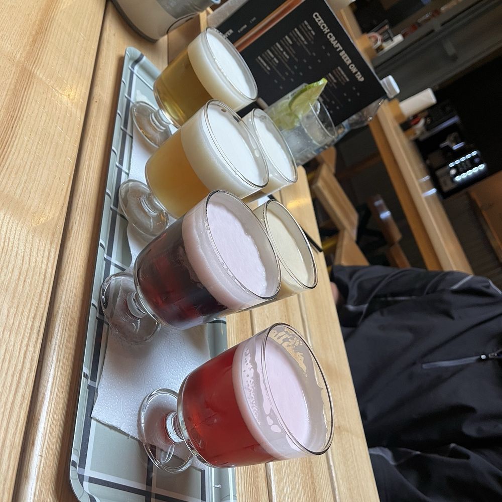 Beer flight. The sour was different. Liked it and cherry beer also good
